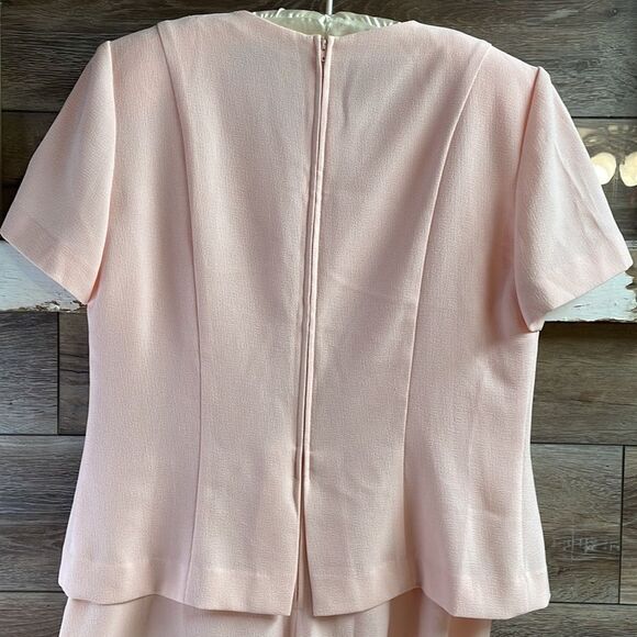 JULIAN TAYLOR Womens Vintage Pink Button Front Peplum Dress A-Line Size 14 - Picture 10 of 12